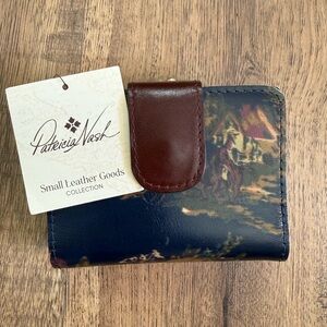 PATRICIA NASH RFID Blocking Scenic Folding Wallet Brown Navy women’s One Size
